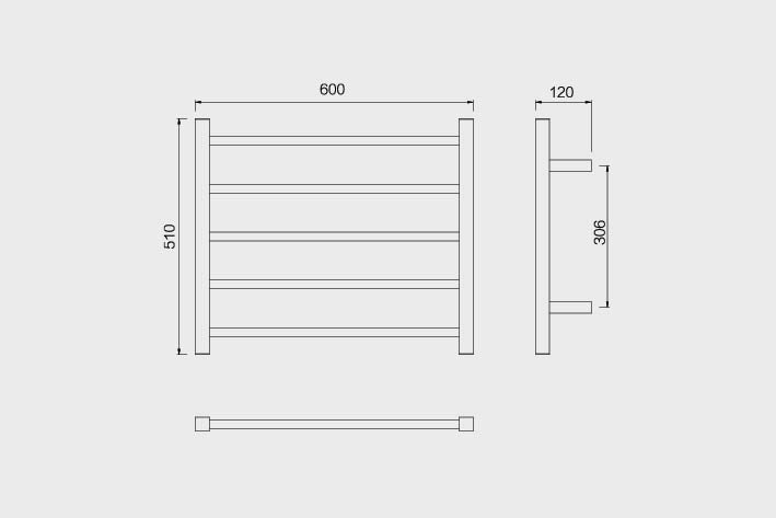 Heated Towel Rail 600*520mm GUNMETAL Square