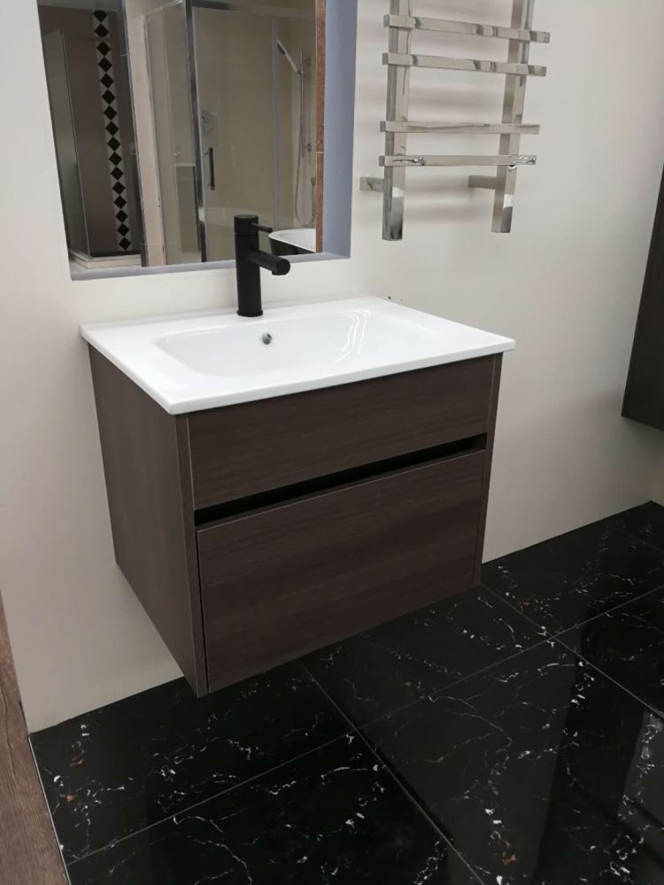 CLEARANCE 600mmx460mmx450mm Plywood Wall Hung Vanity with Ceramic Basin