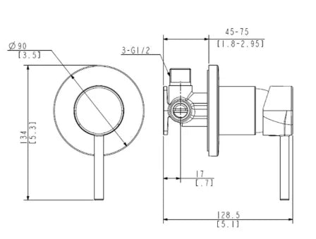 Elementi UNO MAINS PRESSURE SHOWER MIXER
