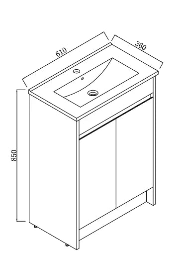 BROOK Floorstanding Plywood VANITY 600MM SLIM