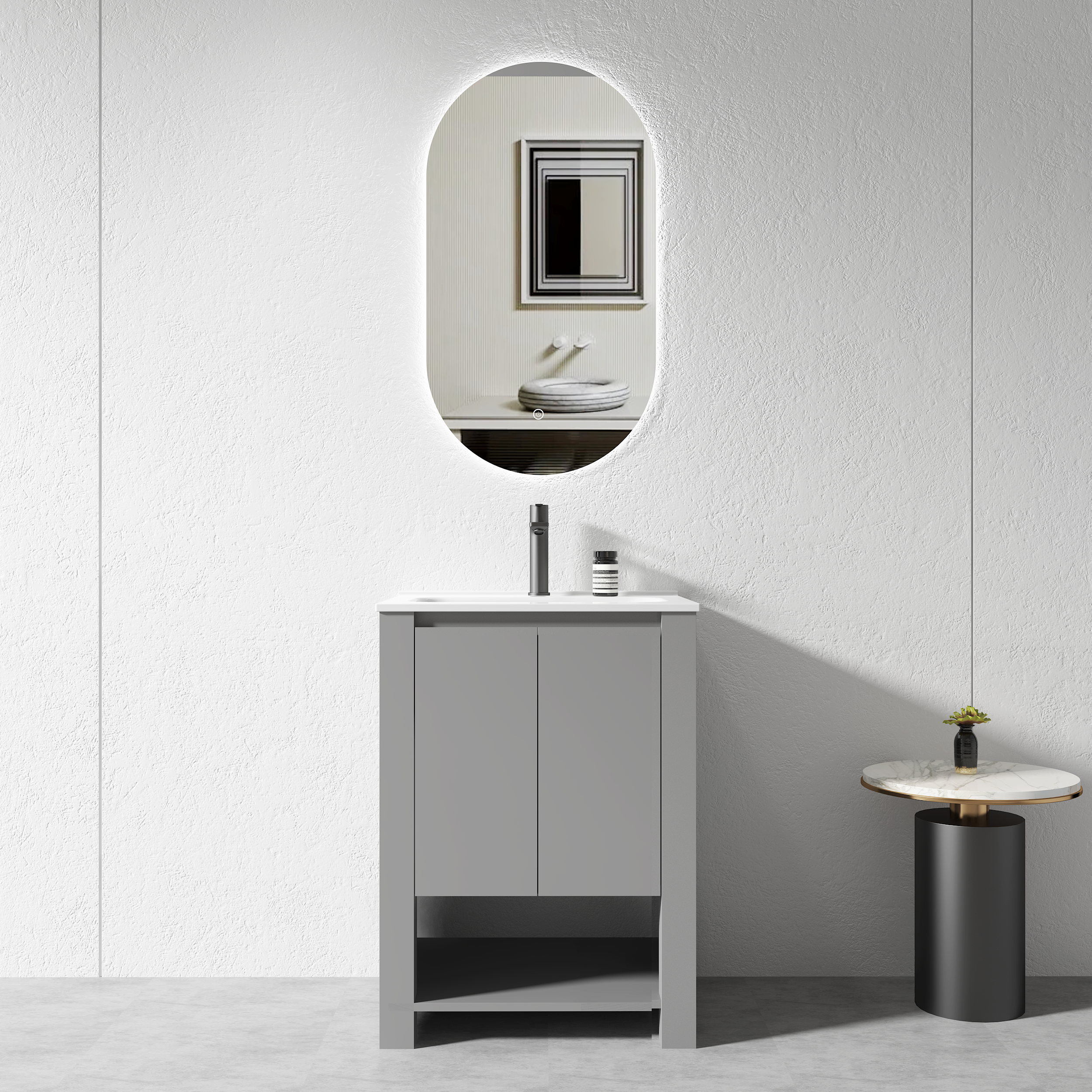 Vanity - 600mm Grey Plywood Floor Standing Vanity Unit