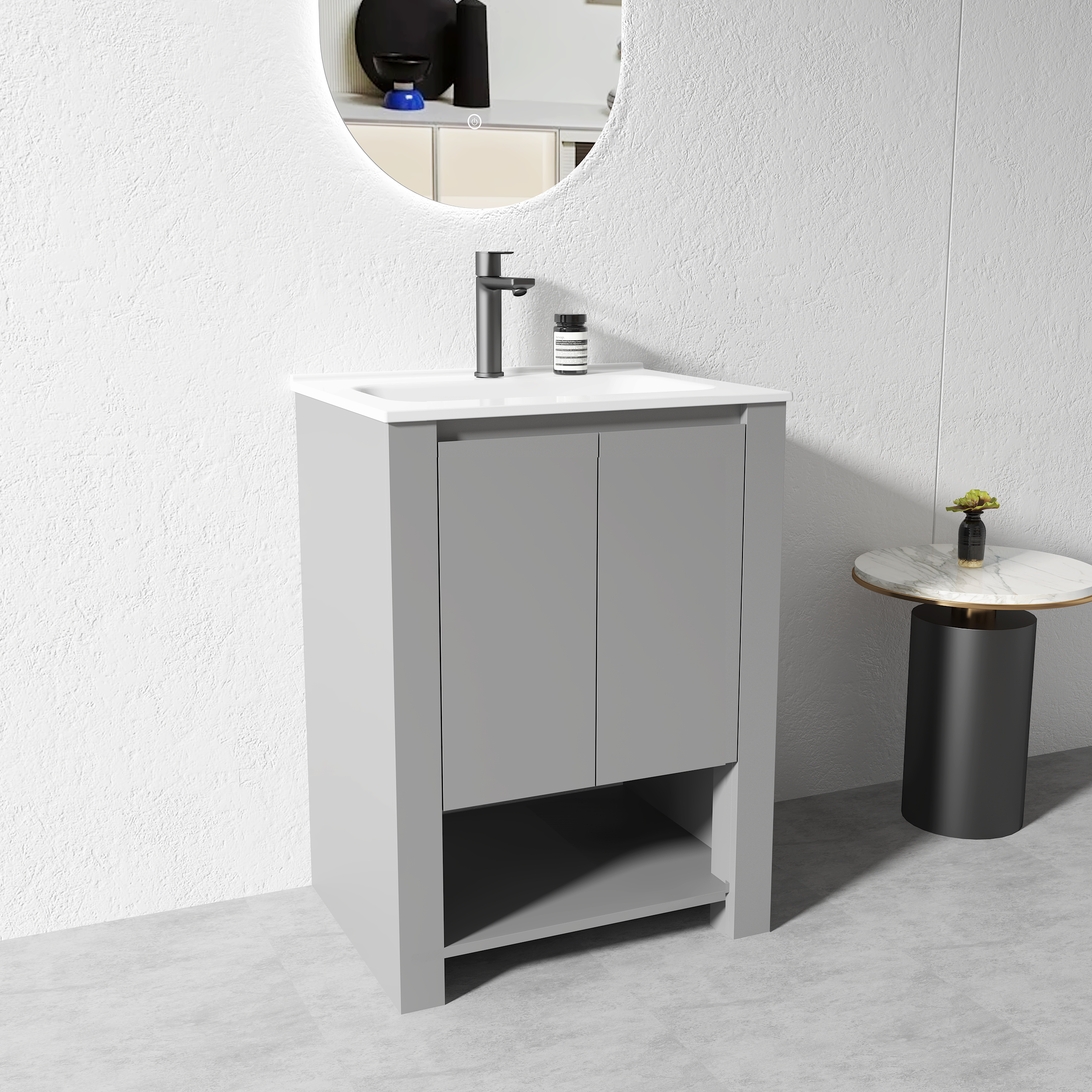 Vanity - 600mm Grey Plywood Floor Standing Vanity Unit