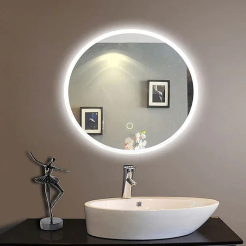 600MM ROUND LED MIRROR WITH MOTION SENSOR | DEMISTER | 3 COLOUR LIGHTS | 20MM RIM