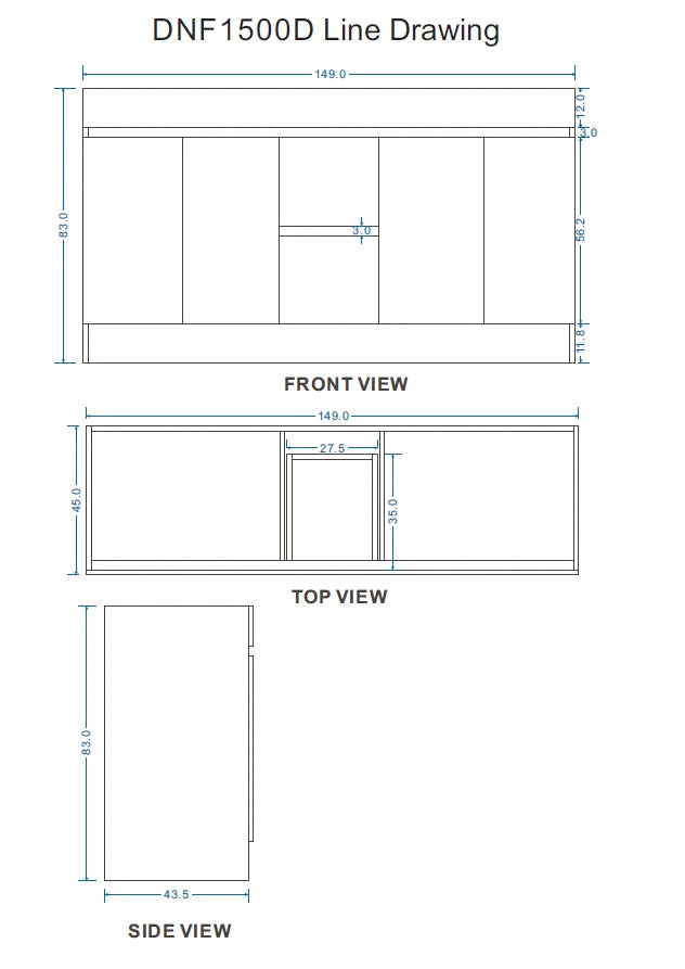 DNF Floorstanding Plywood VANITY Light Oak 1500MM DOUBLE BASIN