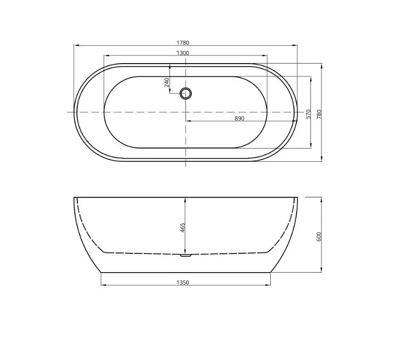 Elementi MARZO FREESTANDING BATH 1500 X 720 X 580MM WHITE
