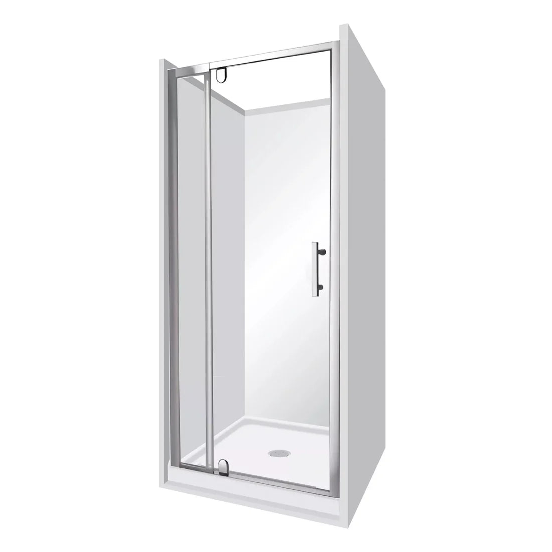 1000X1000X1000MM ALCOVE 3 SIDED SHOWER ENCLOSURE WITH SWING DOOR - CHROME