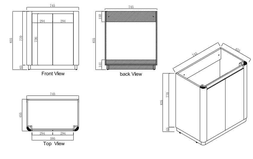 BROOK Floorstanding Plywood VANITY 750MM