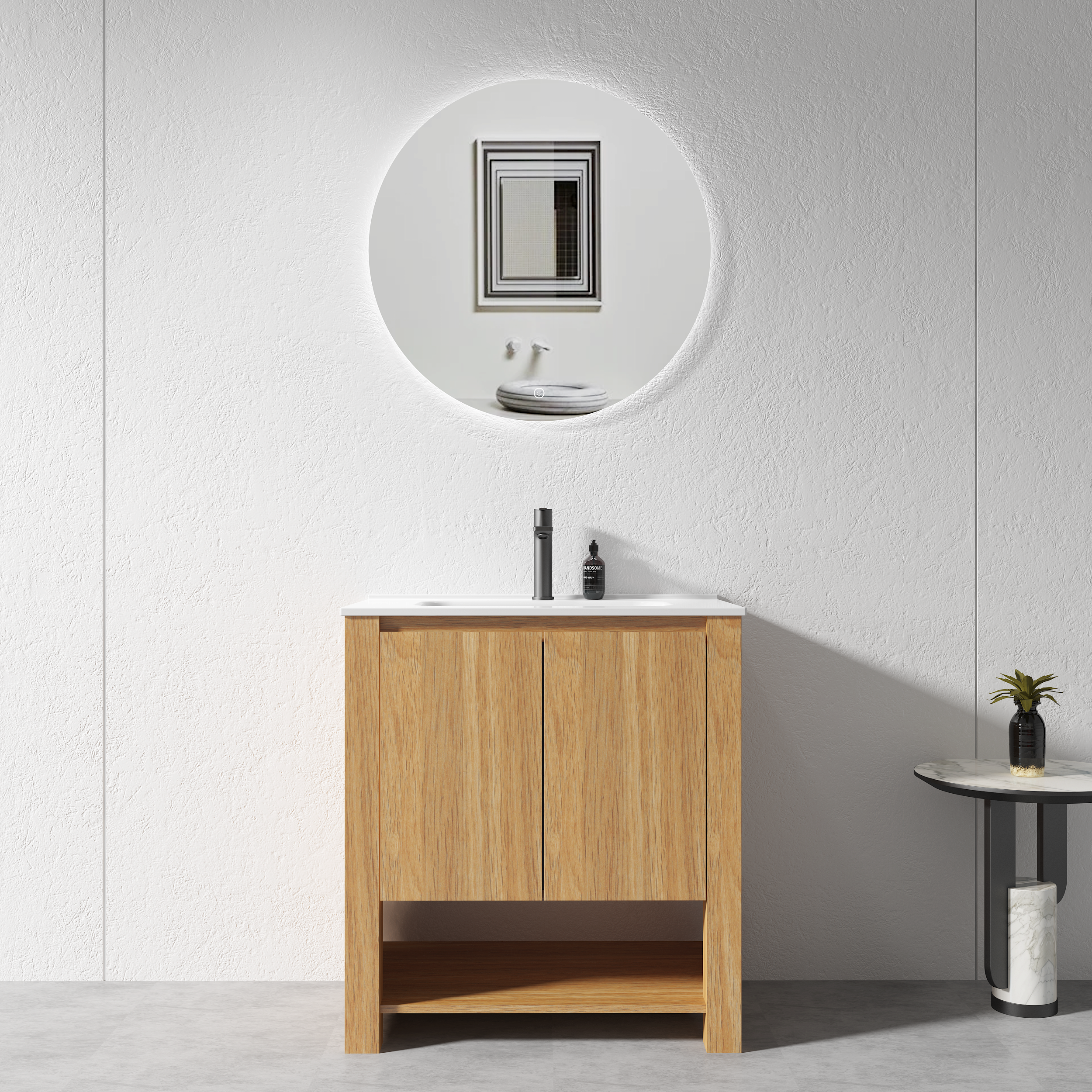 Vanity - 750mm Light Oak Plywood Floor Standing Vanity Unit