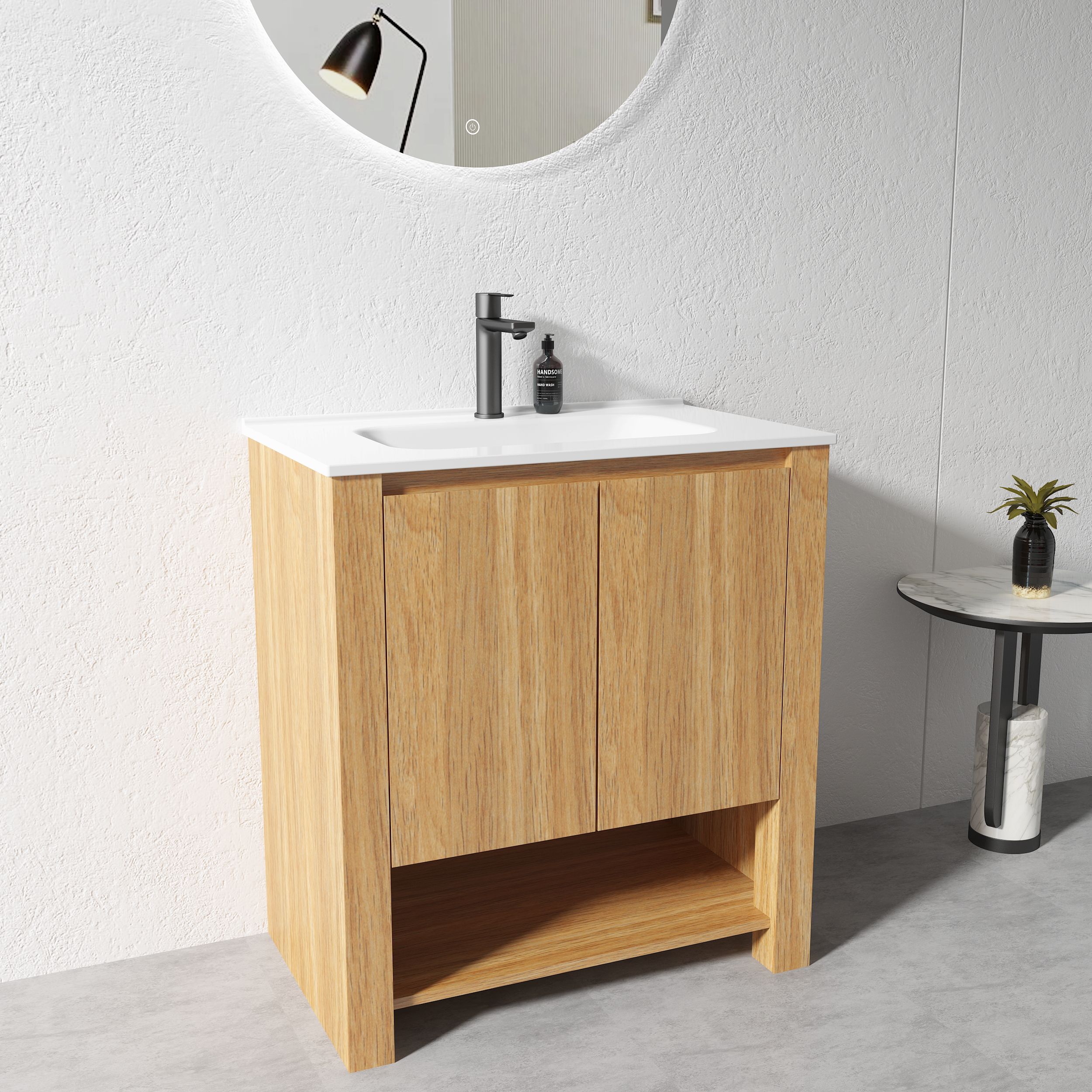 Vanity - 750mm Light Oak Plywood Floor Standing Vanity Unit