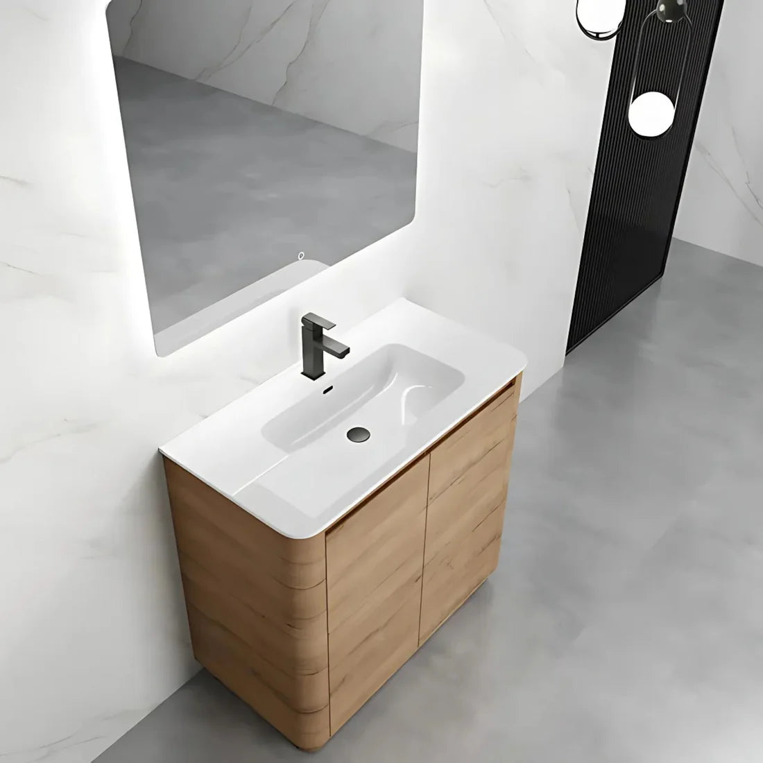 750MM BROOK CURVED FLOORSTANDING VANITY | HONEY OAK 0 reviews