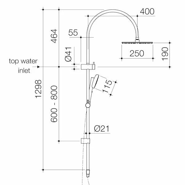 Caroma Contura® II Rail Shower with Overhead