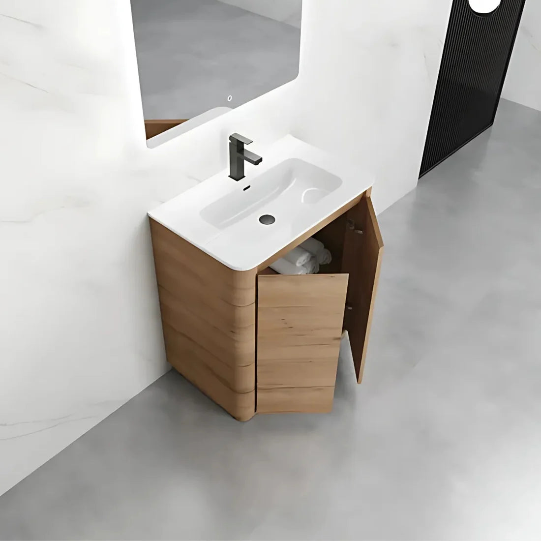 750MM BROOK CURVED FLOORSTANDING VANITY | HONEY OAK 0 reviews