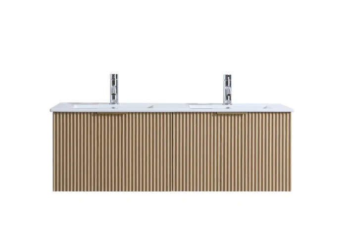 FLUTED OAK WALL HUNG Plywood VANITY 1200MM DOUBLE BASIN Regular price$769.00