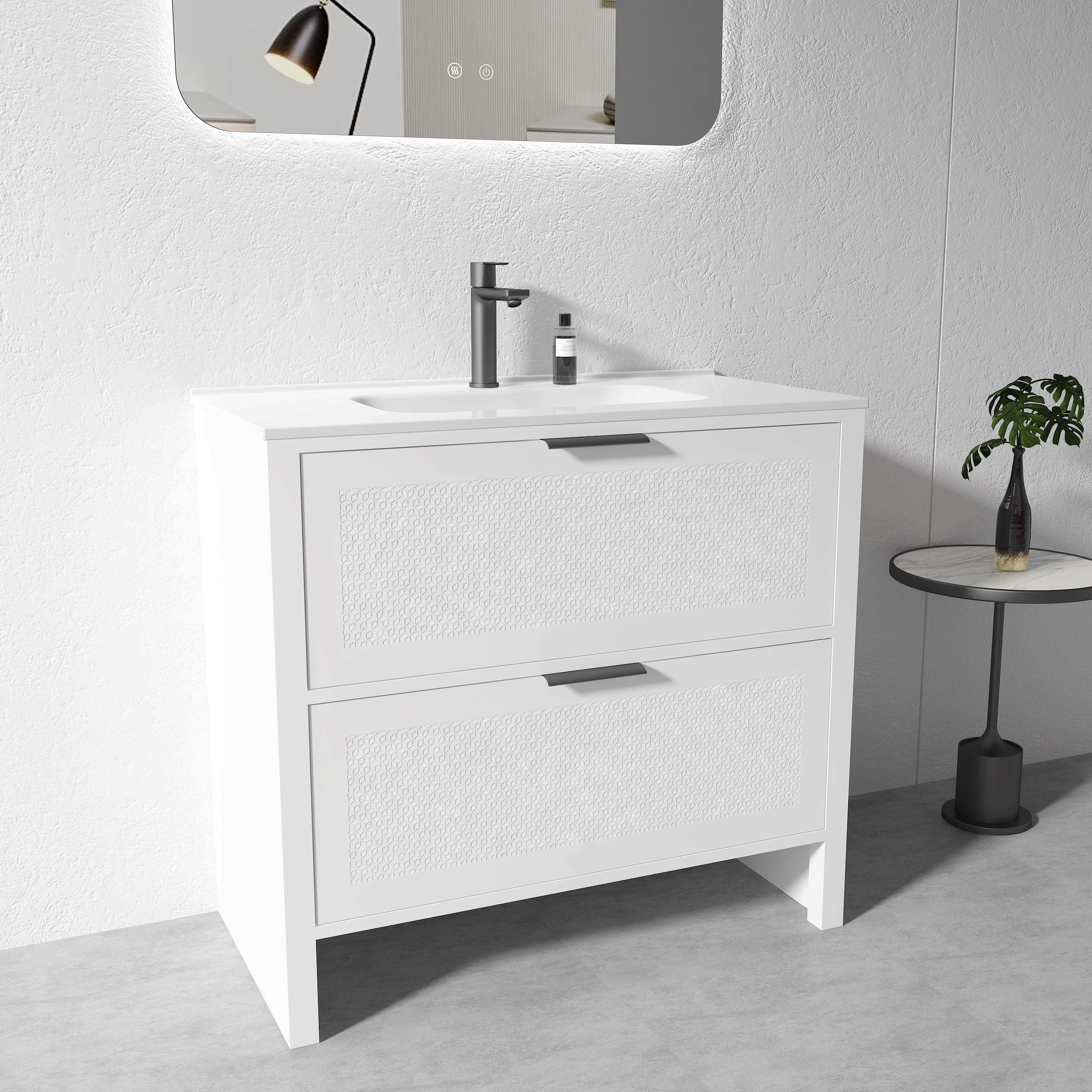 900mm White Plywood Floor Standing Vanity Unit