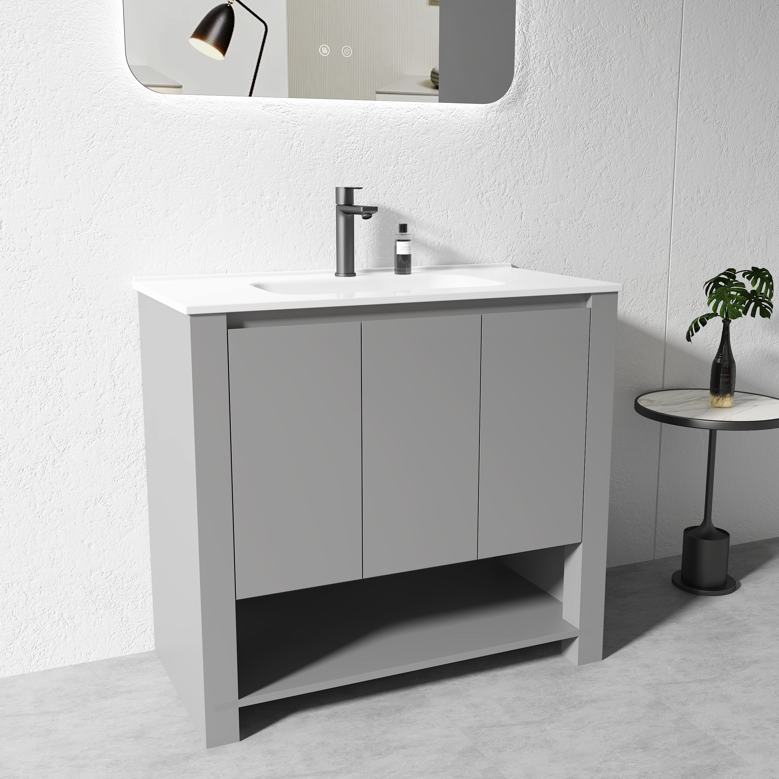 Vanity - 900mm Grey Plywood Floor Standing Vanity Unit