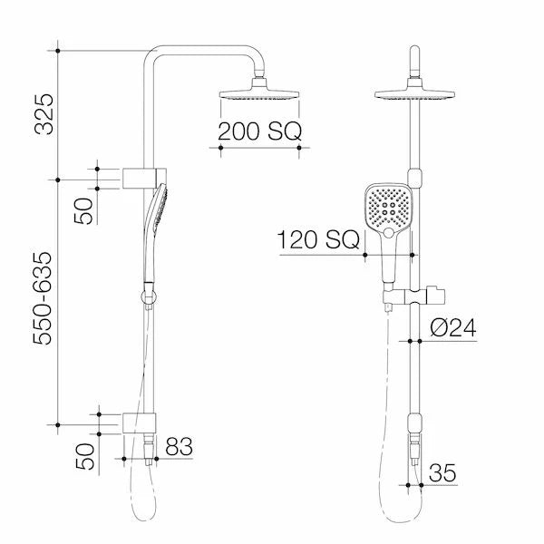 Caroma Luna® SYS O/H Shower On Rail