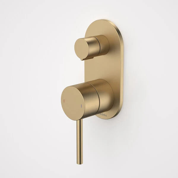 Caroma Liano II Bath / Shower Mixer With Diverter - Rounded Cover Plate - Sales Kit