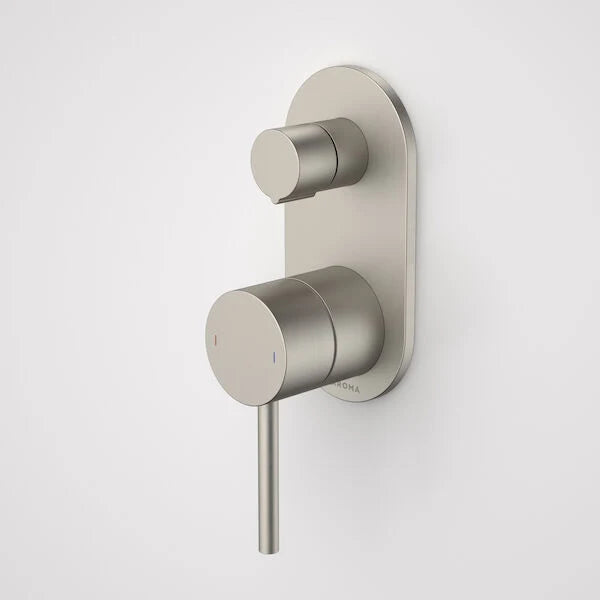 Caroma Liano II Bath / Shower Mixer With Diverter - Rounded Cover Plate - Sales Kit