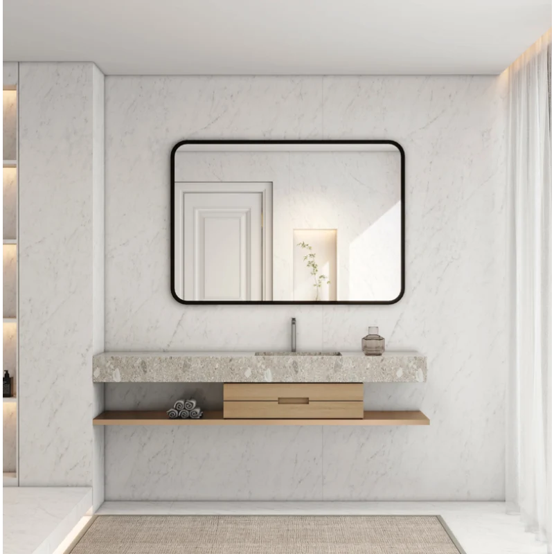 Seraphine Black Framed Rectangle Mirror With Black Aluminum Frame