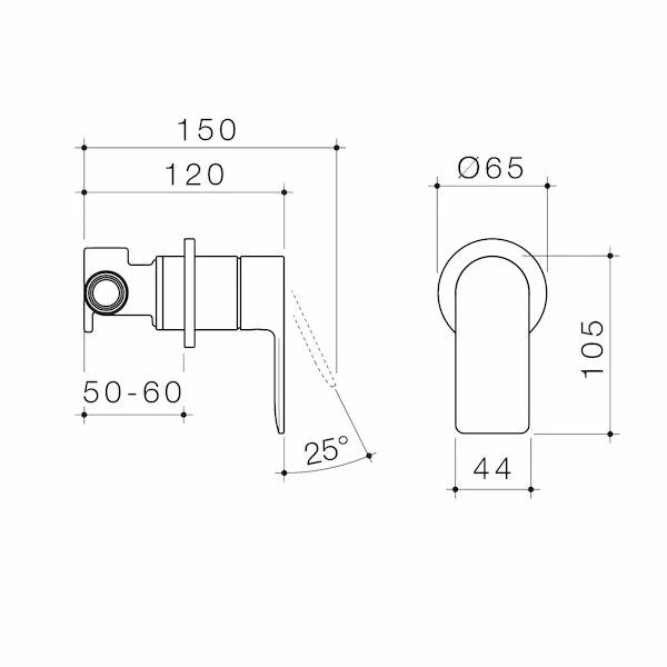 Caroma Urbane® II Bath / Shower Mixer - Round Cover Plate