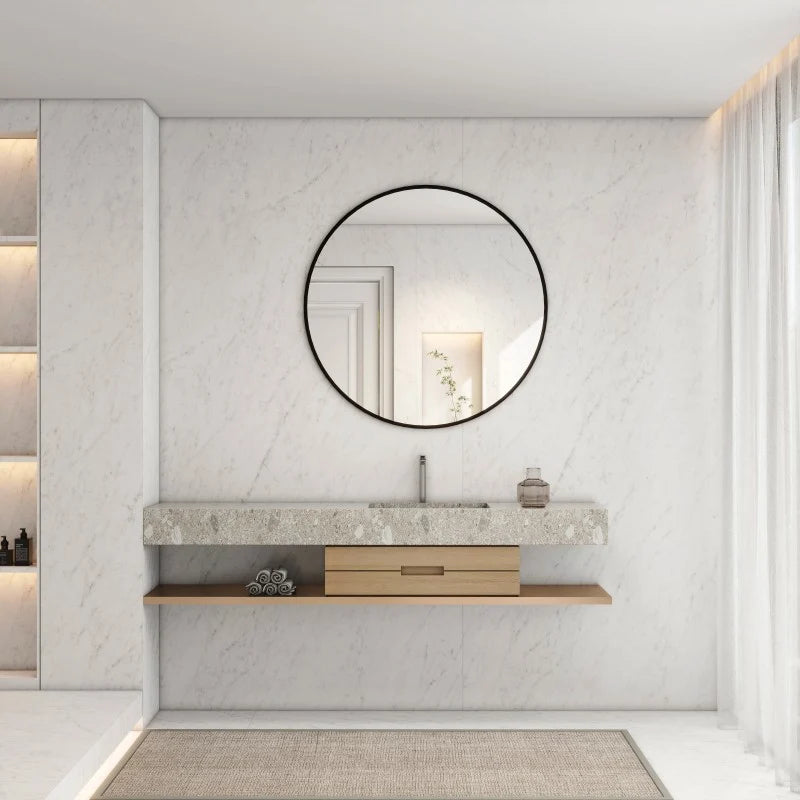 Seraphine Black Framed Round Mirror With Black Aluminum Frame