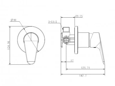 ELEMENTI CURA Shower/Bath MIXER CHROME