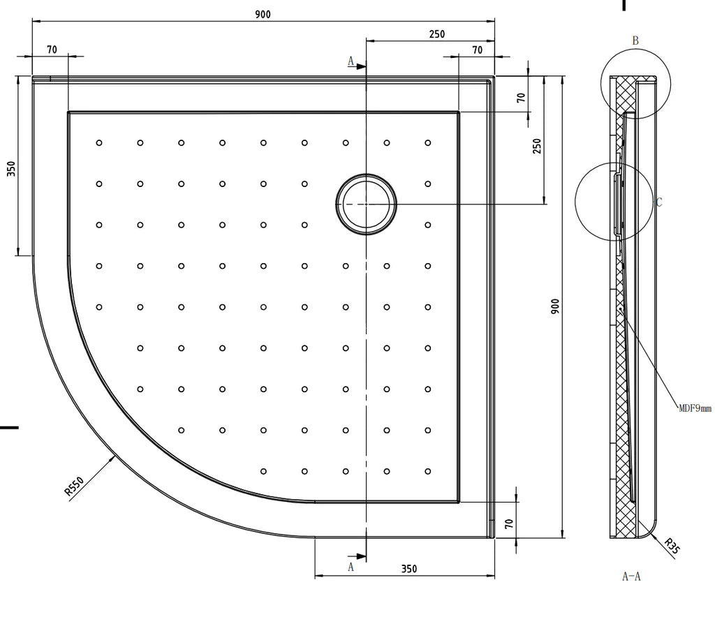900X900MM ROUND SHOWER ENCLOSURE KIT - CHROME