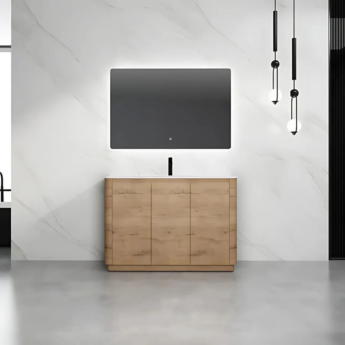 1200MM BROOK CURVED FLOORSTANDING VANITY | HONEY OAK