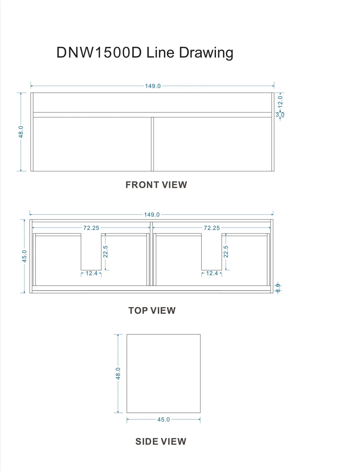 DNW Wall Hung Plywood VANITY Light Oak 1500MM DOUBLE BASIN