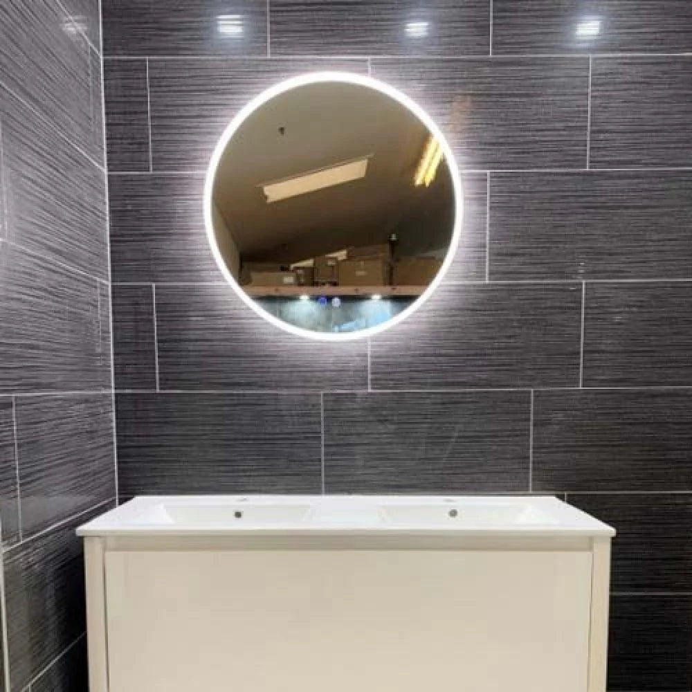 600MM ROUND LED MIRROR WITH MOTION SENSOR | DEMISTER | 3 COLOUR LIGHTS | 20MM RIM