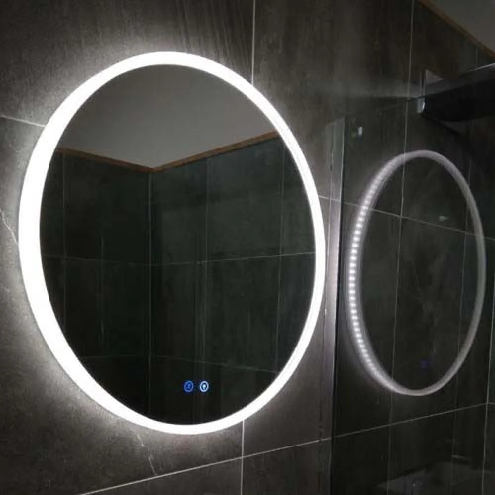 600MM ROUND LED MIRROR WITH MOTION SENSOR | DEMISTER | 3 COLOUR LIGHTS | 20MM RIM