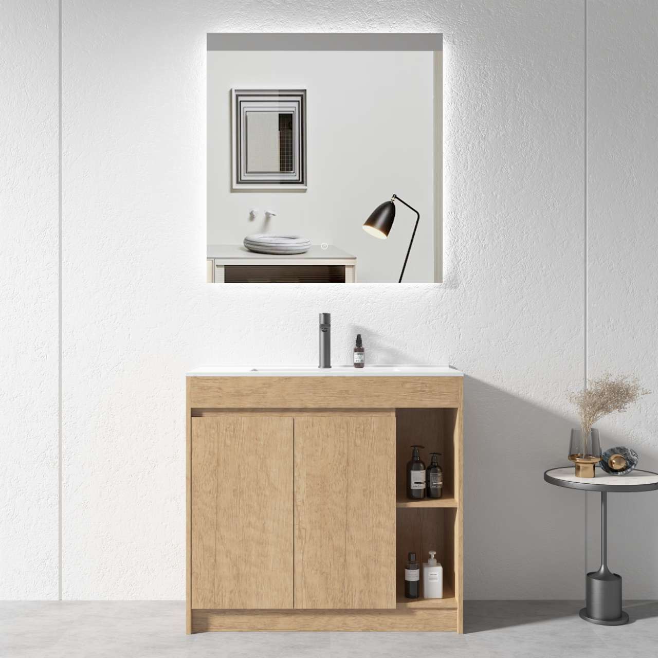 CLEARANCE 900mmx460mmx860mm Plywood Floor Standing Vanity with Ceramic Basin