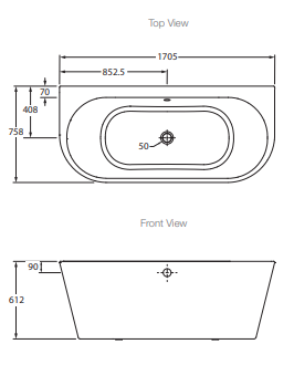 Kohler Evok Back-To-Wall Freestanding Bath Regular