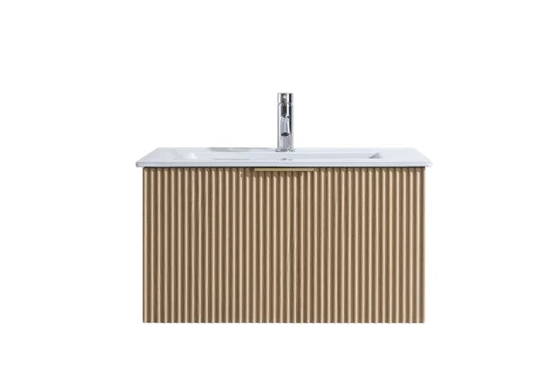 FLUTED OAK WALL HUNG Plywood VANITY 750MM