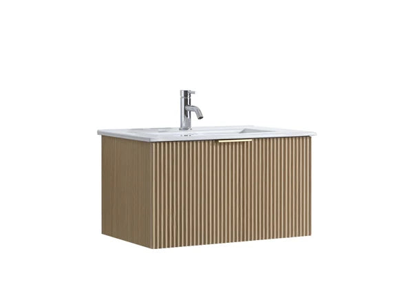 FLUTED OAK WALL HUNG Plywood VANITY 750MM