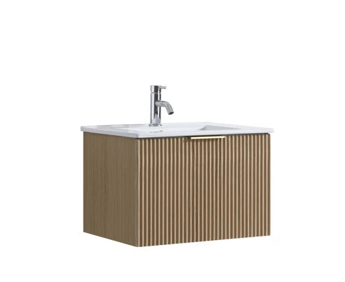 FLUTED OAK WALL HUNG Plywood VANITY 600MM