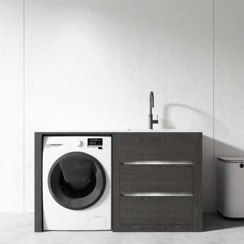 1500MM LAUNDRY TUB-PLYWOOD CABINET & MARBLE BENCH