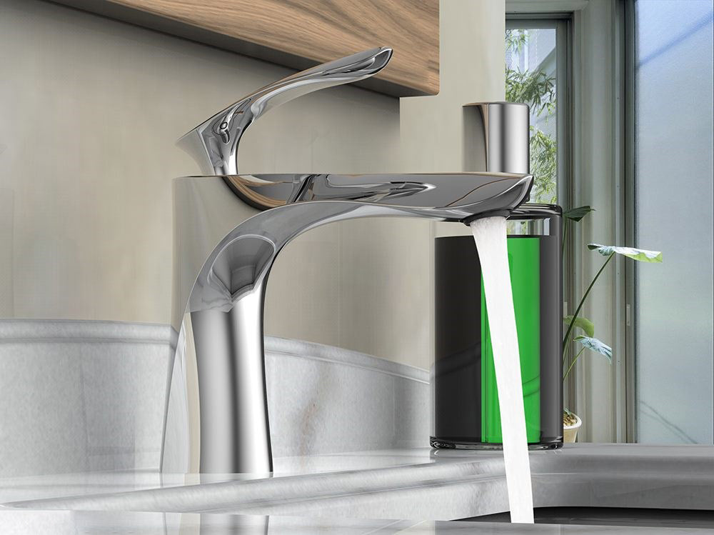 Mixer -Luxury modern curved edges basin mixer in Chrome 140mm