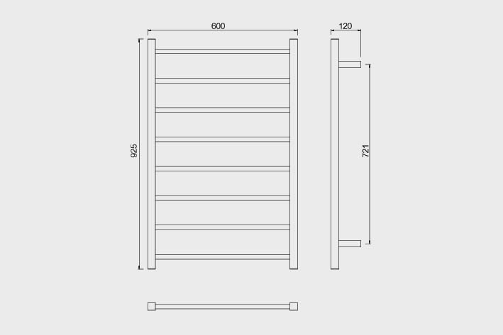 Square Shape* 8 Bars in Matt Black Finish. 925(H)*600mm(L)